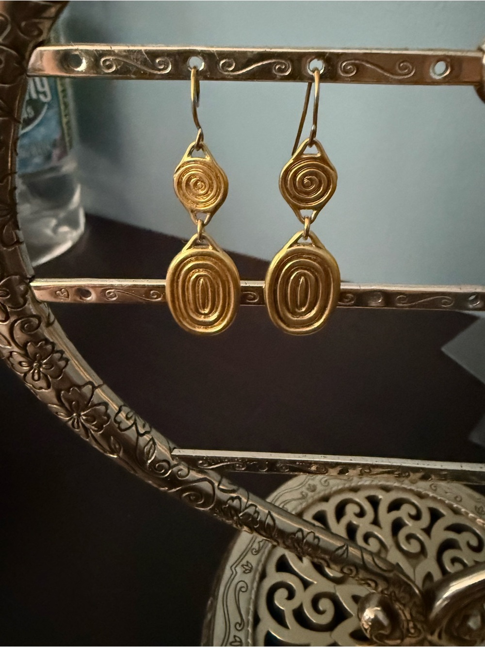 Y2K Nordstrom Gold Double Drop Spiral Earrings